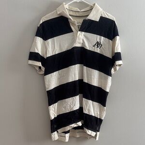 Aeropostale Black and White Striped Polo Shirt 11